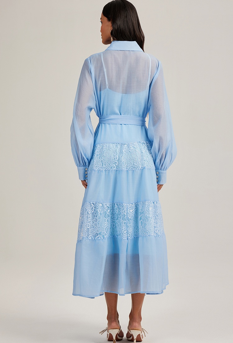 France style lace long dress with sling court style dress