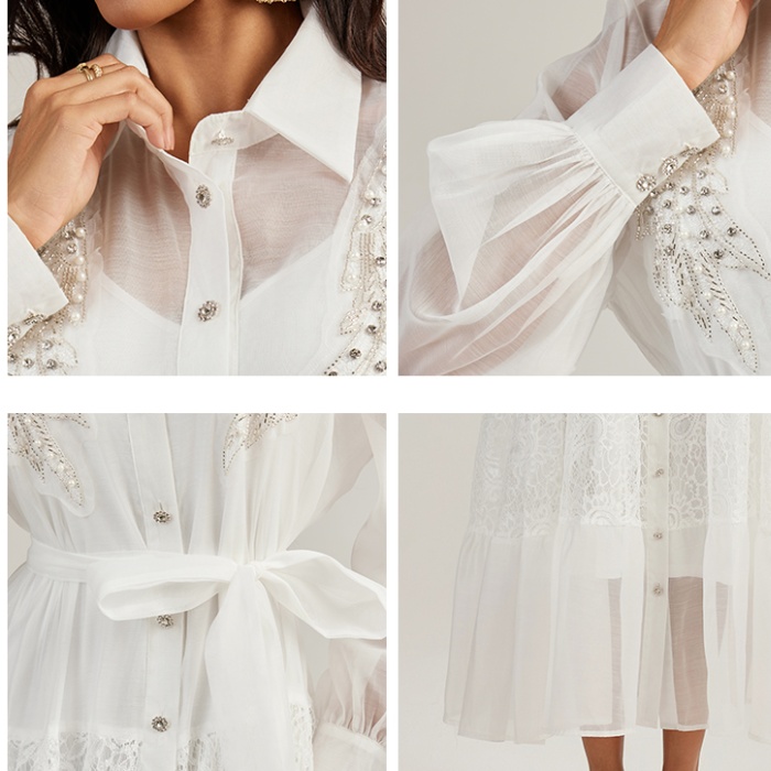 France style lace long dress with sling court style dress