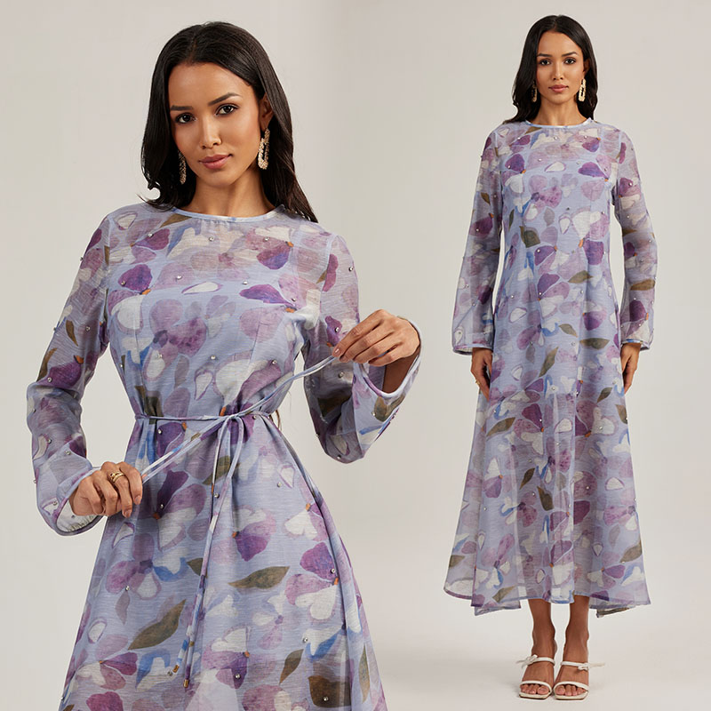Beading long sleeve long dress court style with sling jumpsuit