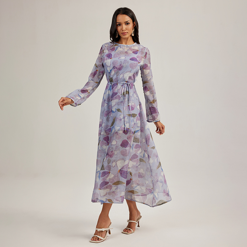 Beading long sleeve long dress court style with sling jumpsuit