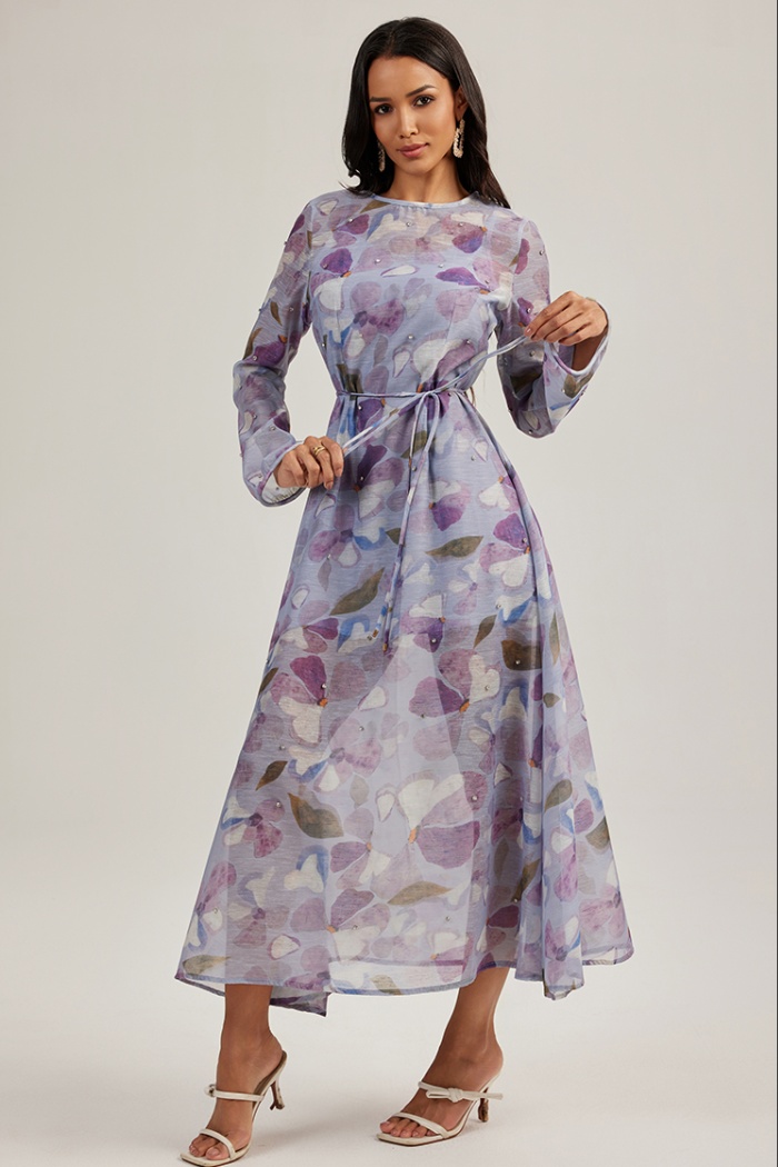 Beading long sleeve long dress court style with sling jumpsuit