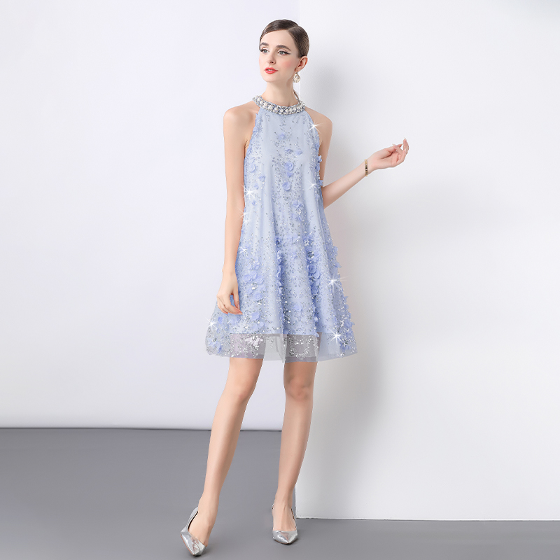 Sleeveless France style light luxury dress for women