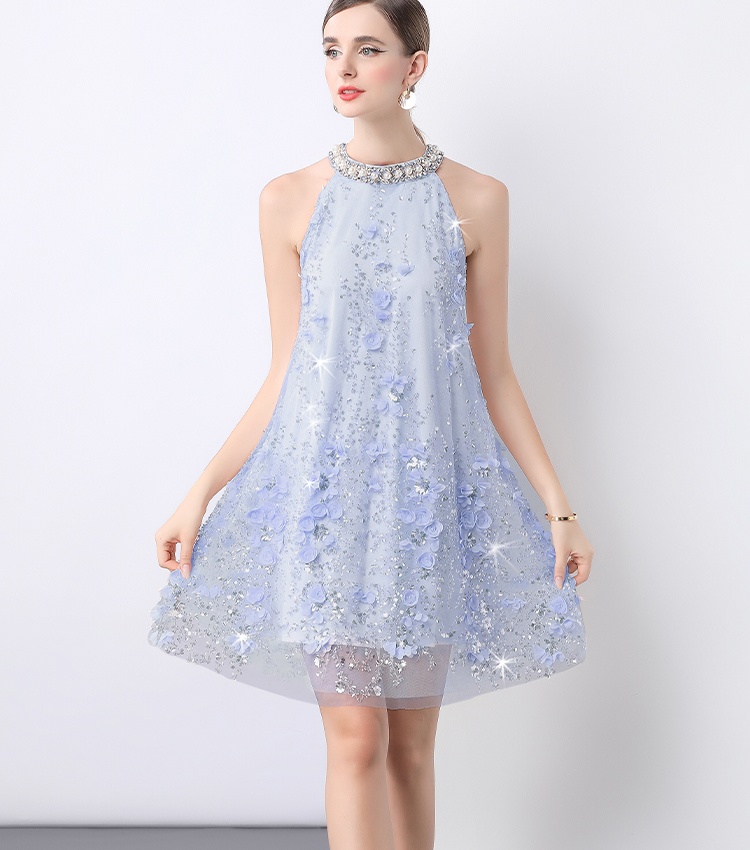 Sleeveless France style light luxury dress for women