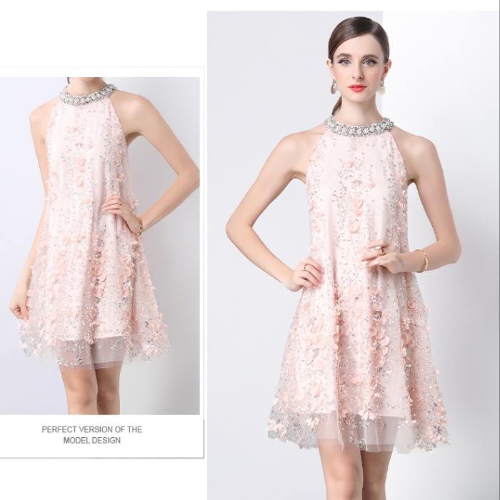 Sleeveless France style light luxury dress for women