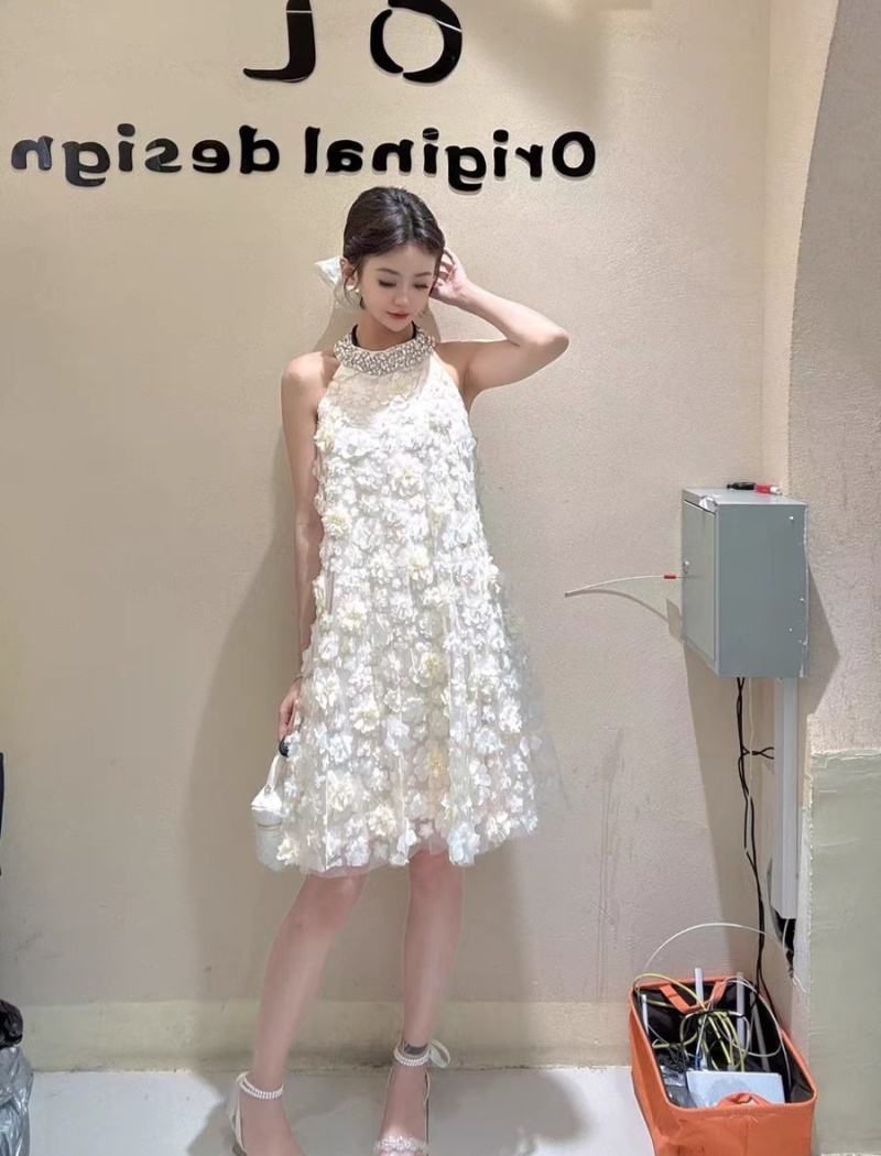 Temperament beading stereoscopic gauze dress for women