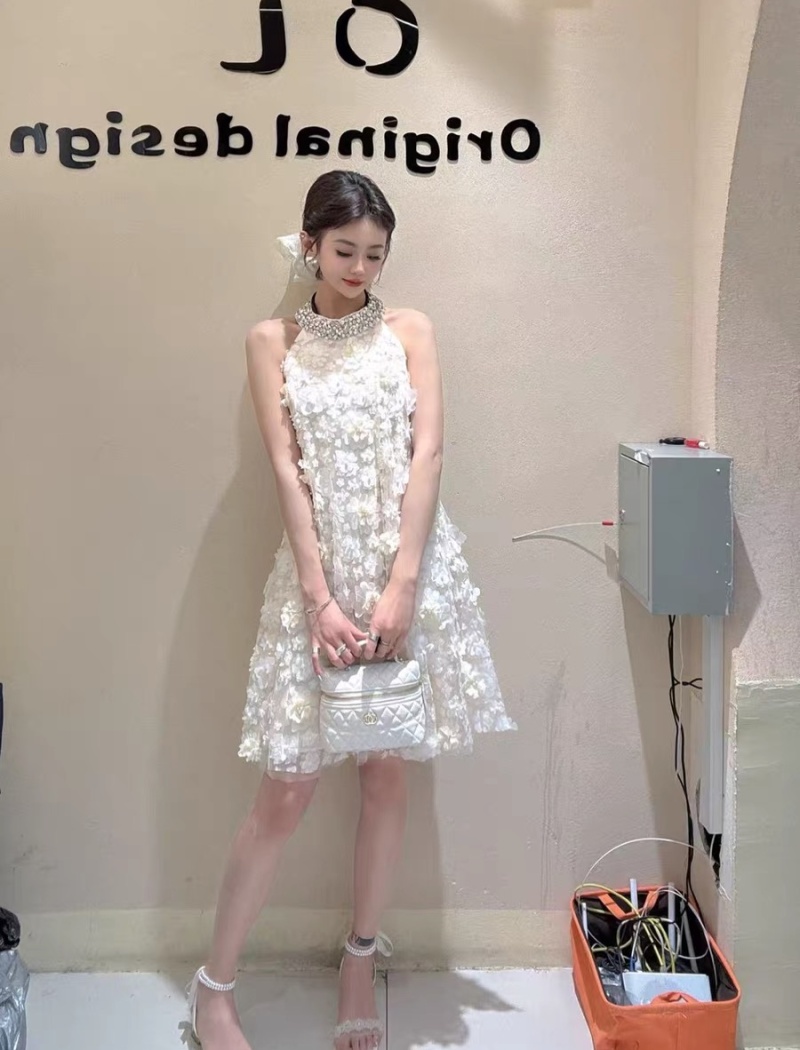 Temperament beading stereoscopic gauze dress for women