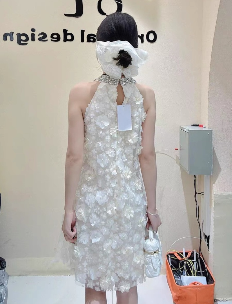 Temperament beading stereoscopic gauze dress for women