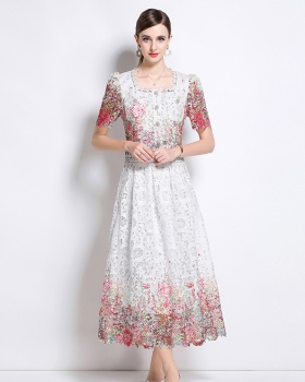 Lace hollow slim light luxury fashion skirt a set