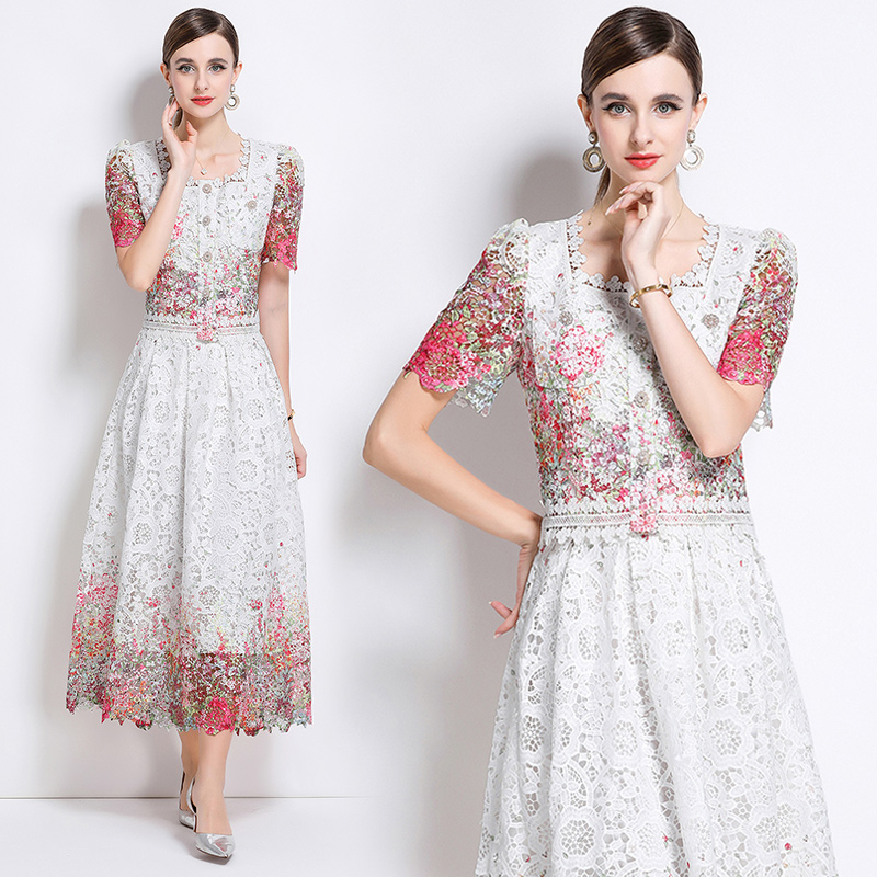 Lace hollow slim light luxury fashion skirt a set