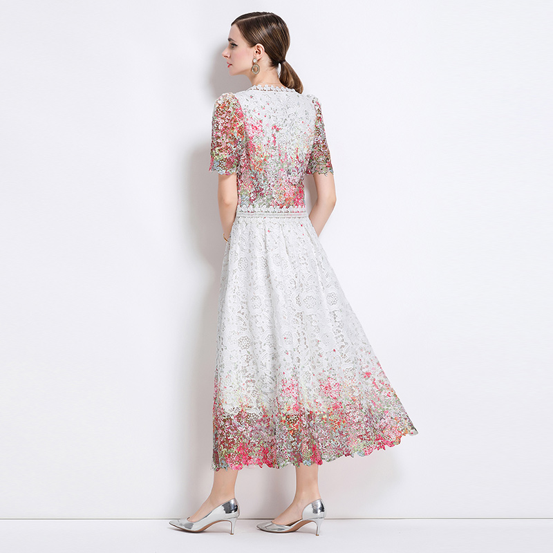 Lace hollow slim light luxury fashion skirt a set