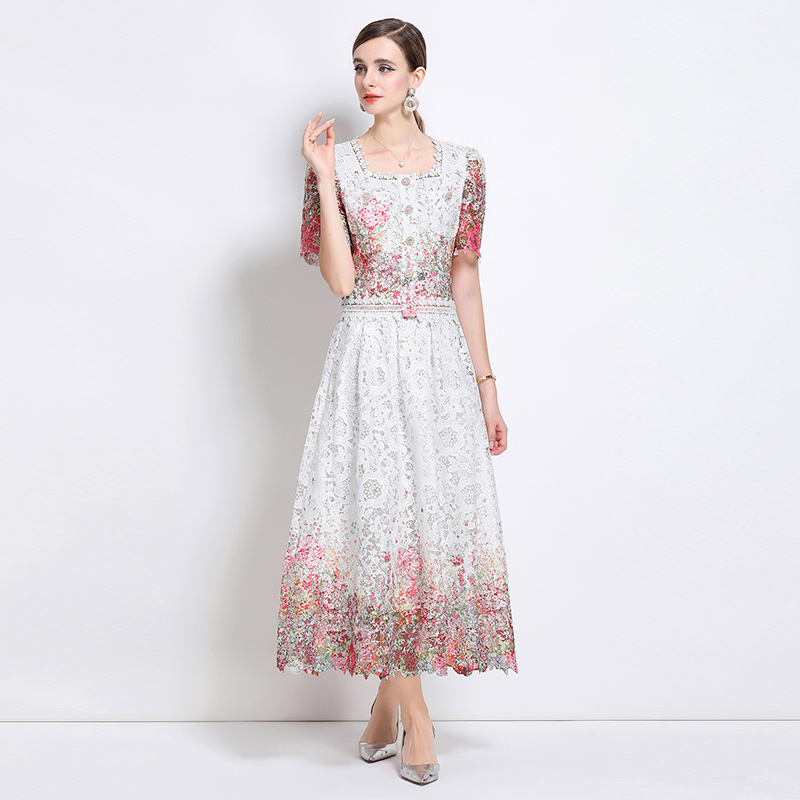 Lace hollow slim light luxury fashion skirt a set