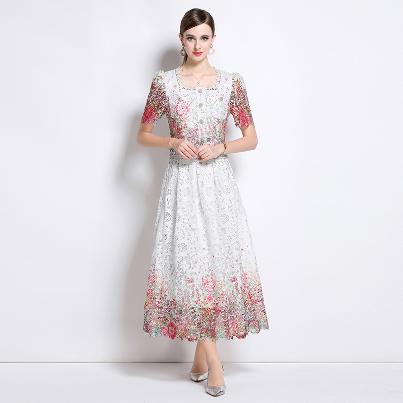 Lace hollow slim light luxury fashion skirt a set