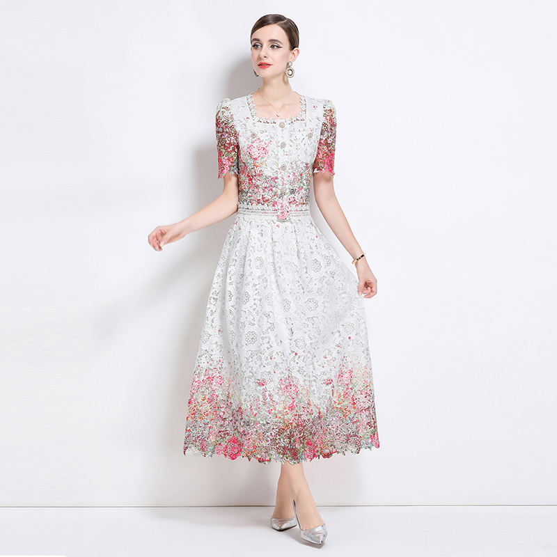 Lace hollow slim light luxury fashion skirt a set