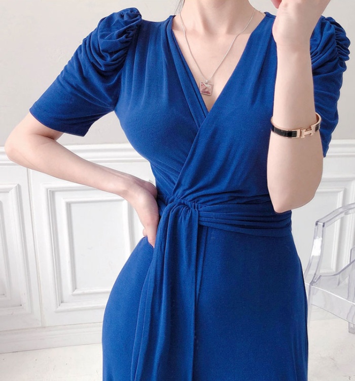 Puff sleeve frenum jumpsuit conjoined Korean style long pants