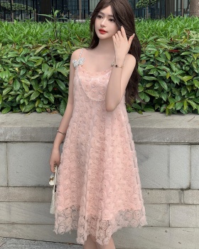 Temperament summer dress gauze strap dress
