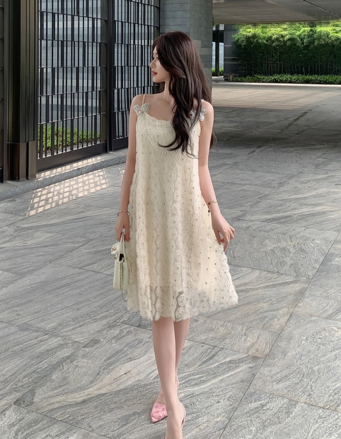 Temperament summer dress gauze strap dress