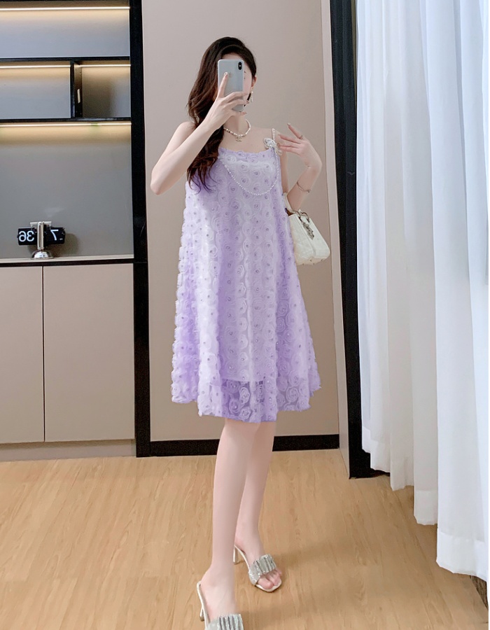 Temperament summer dress gauze strap dress