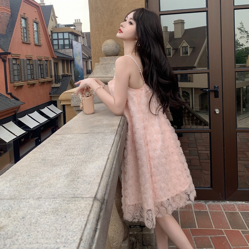 Temperament summer dress gauze strap dress