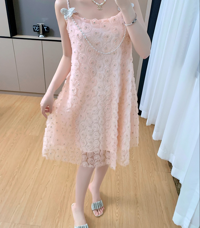 Temperament summer dress gauze strap dress