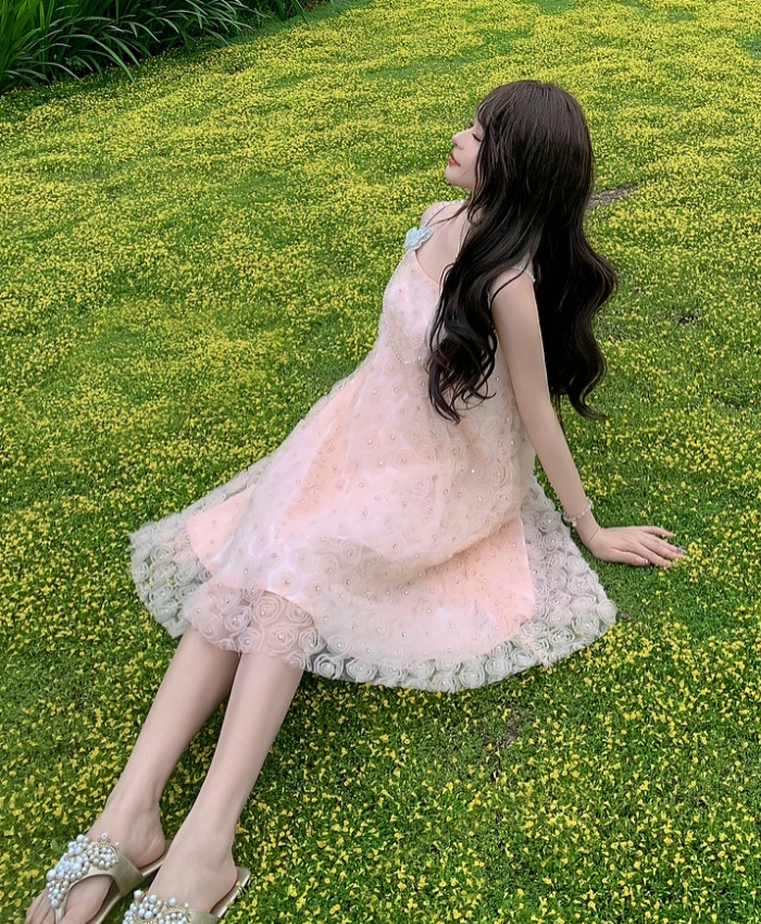 Temperament summer dress gauze strap dress