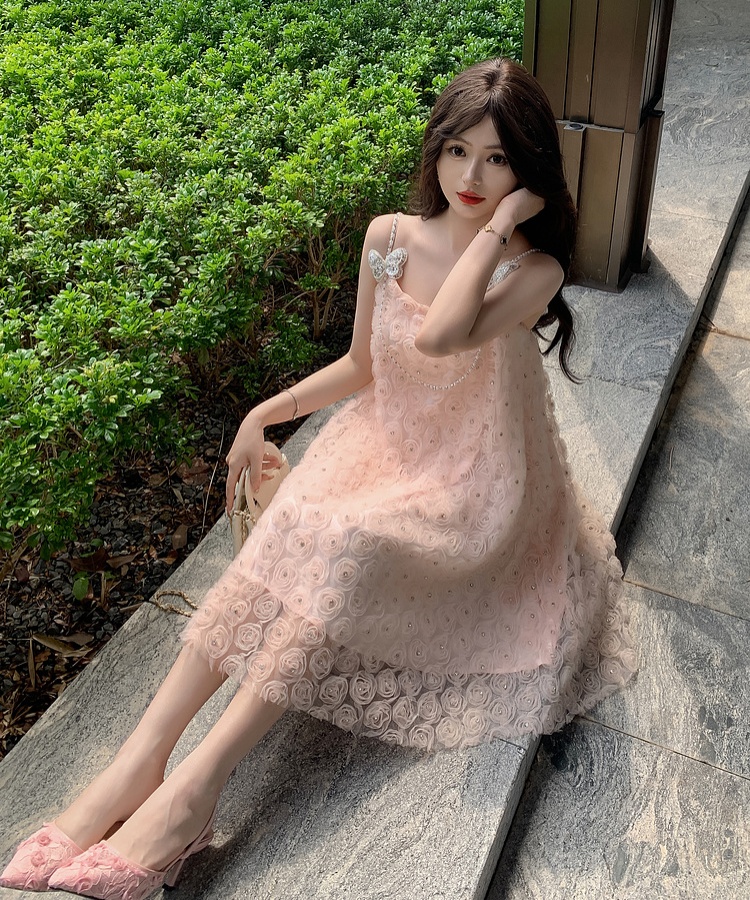 Temperament summer dress gauze strap dress