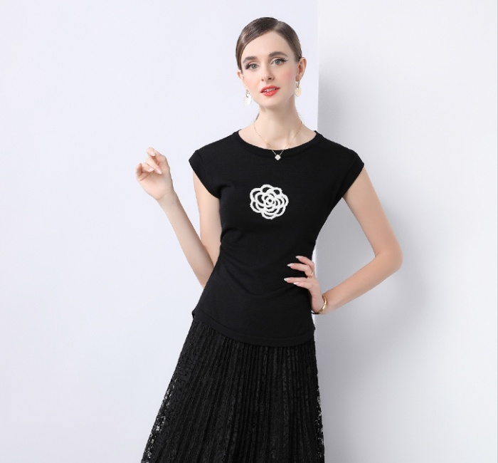 Short sleeve tops knitted small shirt