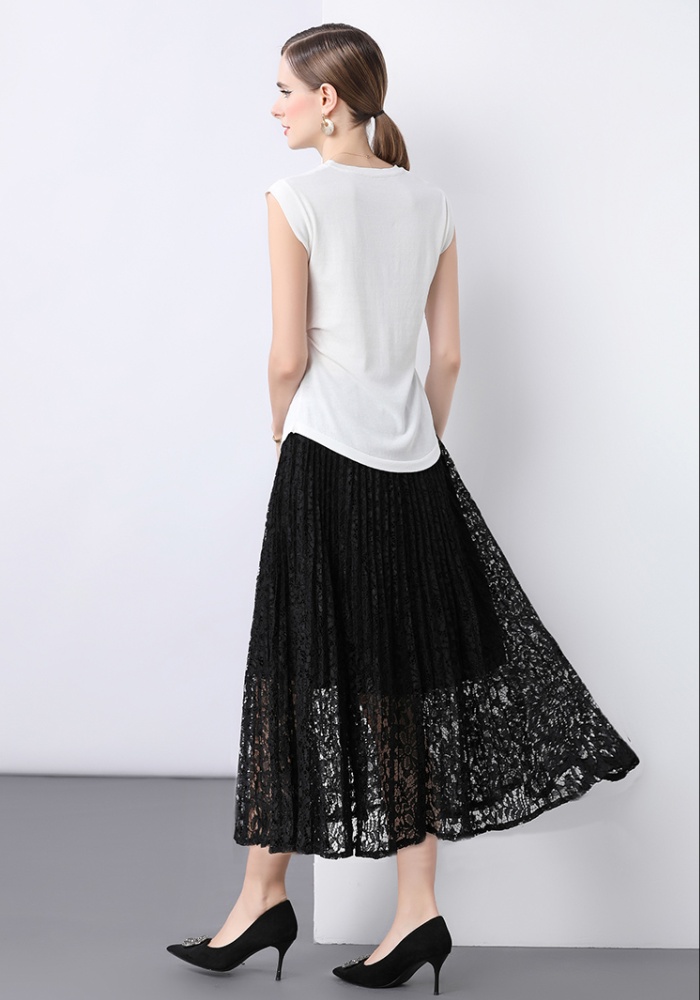 Lace small shirt knitted tops a set