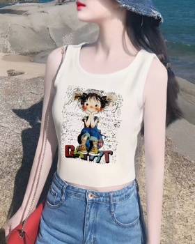 Printing sleeveless tops wears outside summer vest