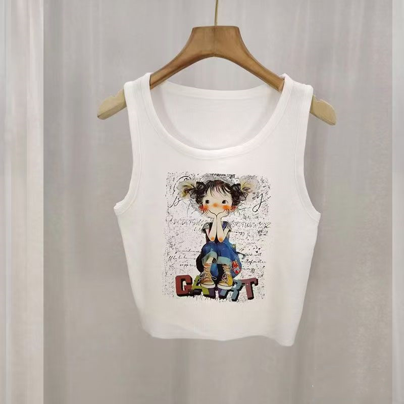 Printing sleeveless tops wears outside summer vest