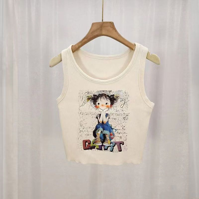 Printing sleeveless tops wears outside summer vest