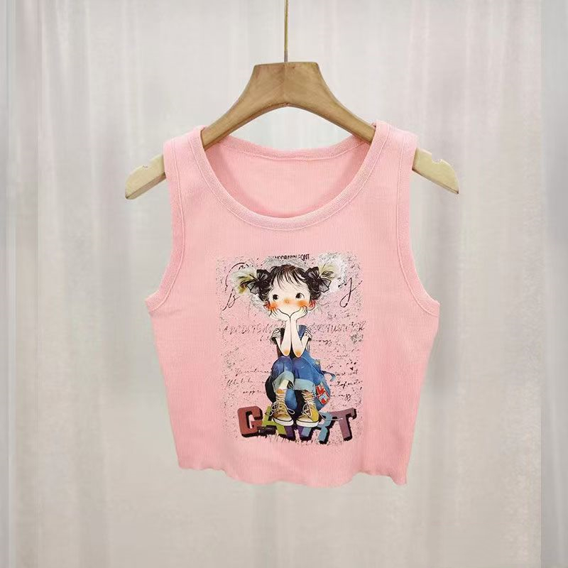 Printing sleeveless tops wears outside summer vest
