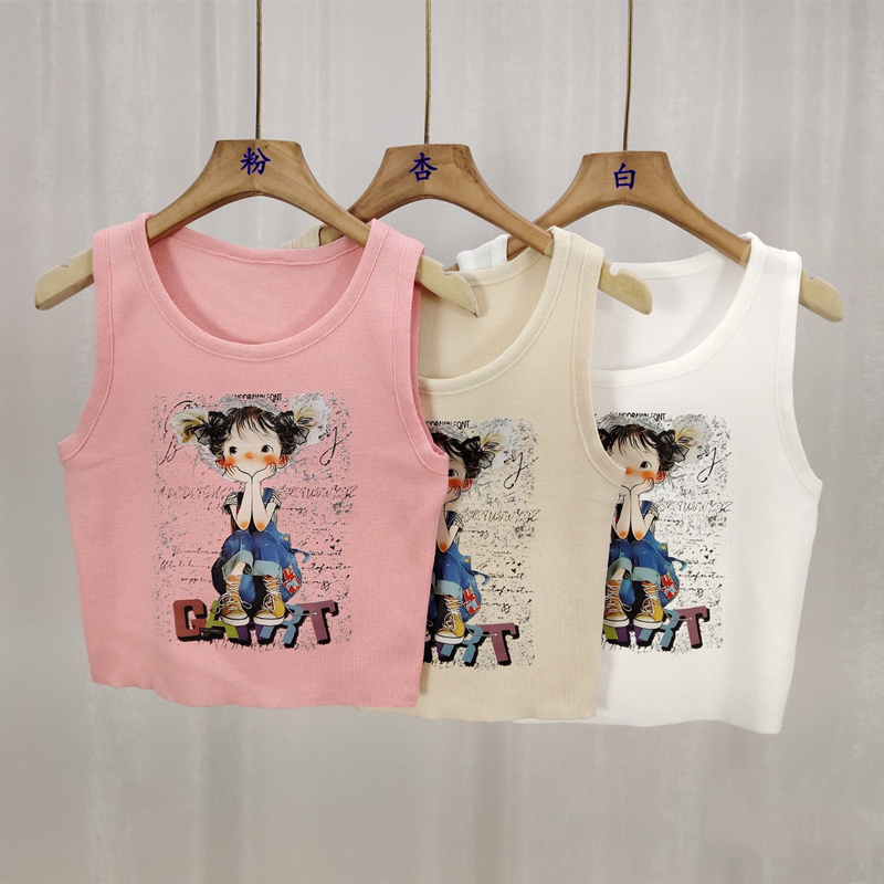 Printing sleeveless tops wears outside summer vest