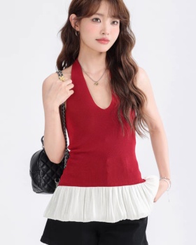 Summer halter sling enticement slim knitted splice vest