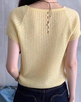 Casual pure sweater back hollow tops for women