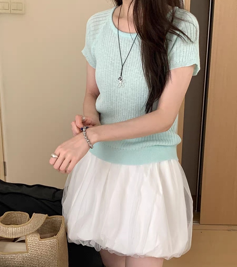 Casual pure sweater back hollow tops for women