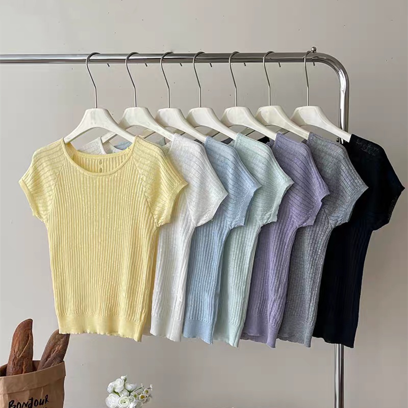 Casual pure sweater back hollow tops for women