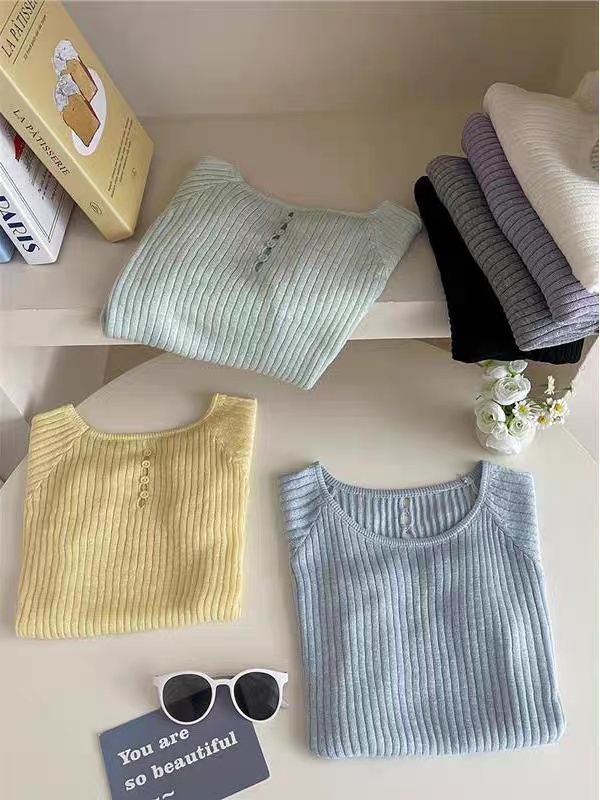 Casual pure sweater back hollow tops for women