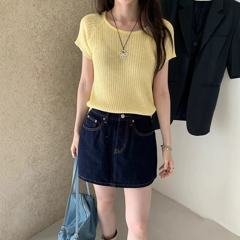 Casual pure sweater back hollow tops for women