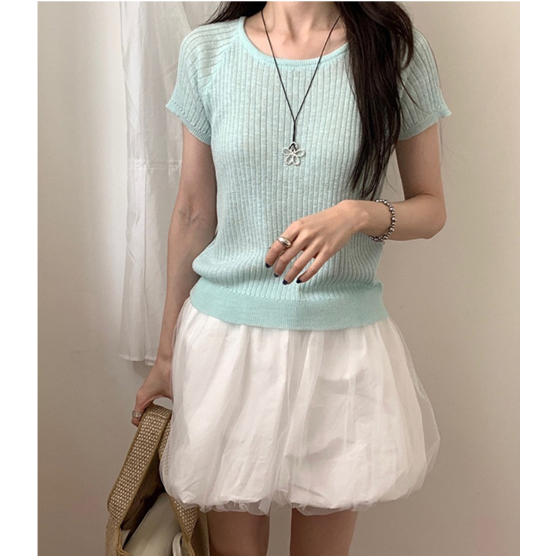 Casual pure sweater back hollow tops for women