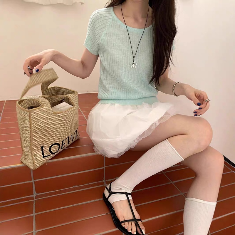 Casual pure sweater back hollow tops for women