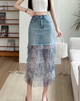 Personality fashion gauze summer splice skirt for women