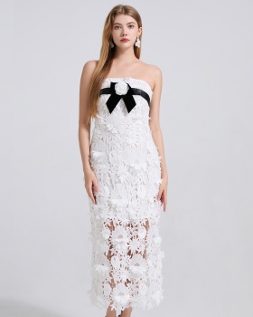 Stereoscopic lace package hip mixed colors dress