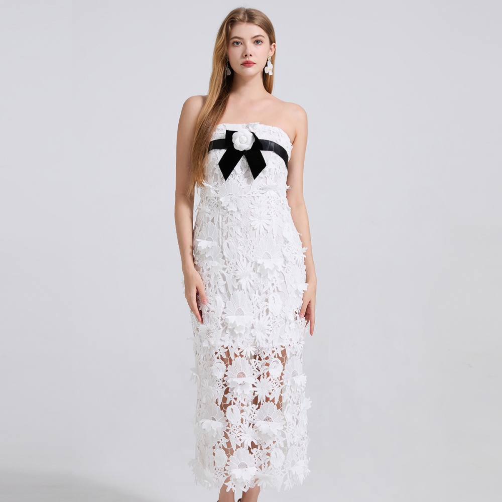 Stereoscopic lace package hip mixed colors dress