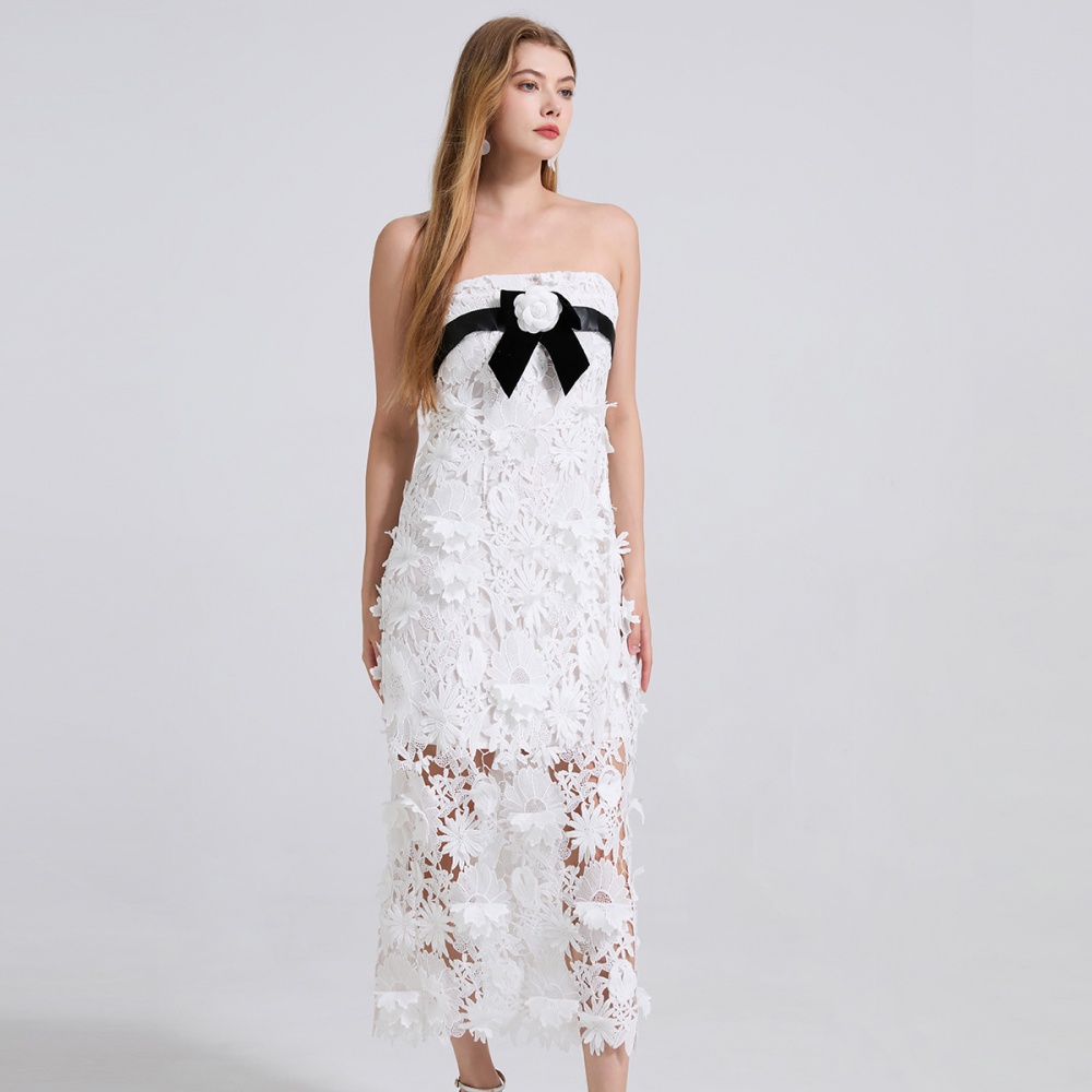 Stereoscopic lace package hip mixed colors dress
