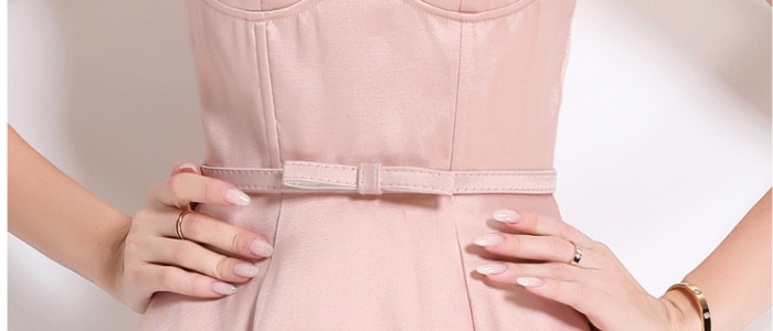 Rims long big skirt strap dress with belt summer gauze dress