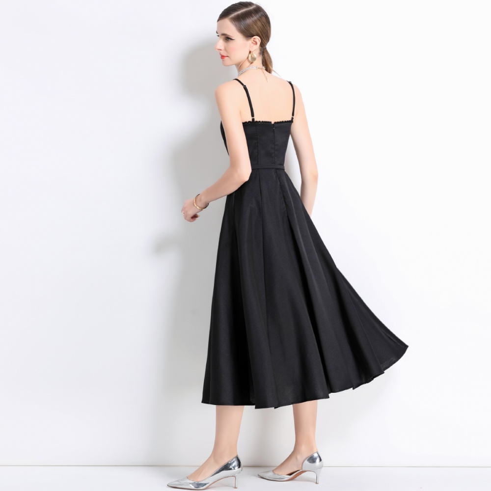 Gauze chest pad long strap dress big skirt rims dress