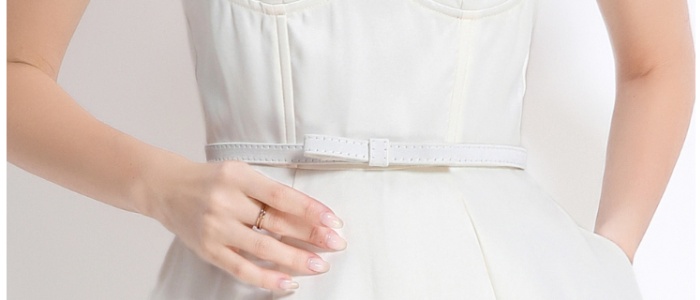 Long big skirt with belt strap dress summer gauze dress