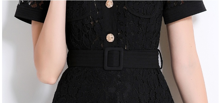 A-line lace elegant pocket high waist summer dress