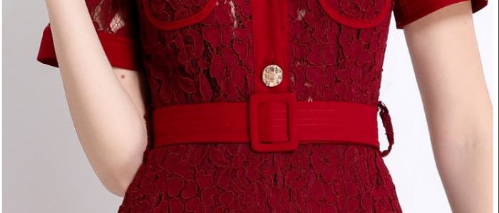 Temperament high waist with belt pocket A-line summer dress