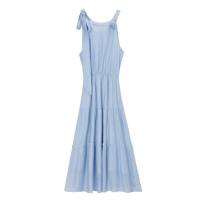 France style sleeveless dress pinched waist strap dress